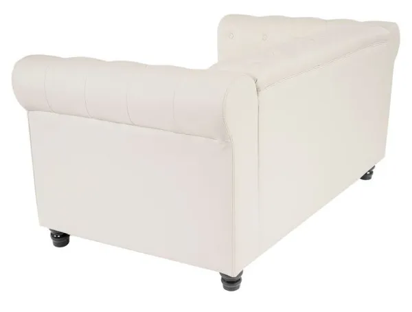 Divano lounge importante 2 posti Mendler Divano Chesterfield ecopelle piedi rotondi bianco 31998+31999+32000