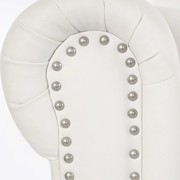 Divano lounge importante 2 posti Mendler Divano Chesterfield ecopelle piedi rotondi bianco 31998+31999+32000