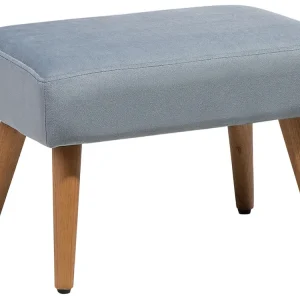 Ottomano velluto grigio chiaro e legno chiaro TAKOMA