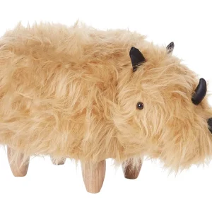 Pouf animaletto colore beige motivo rinoceronte WOOLLY