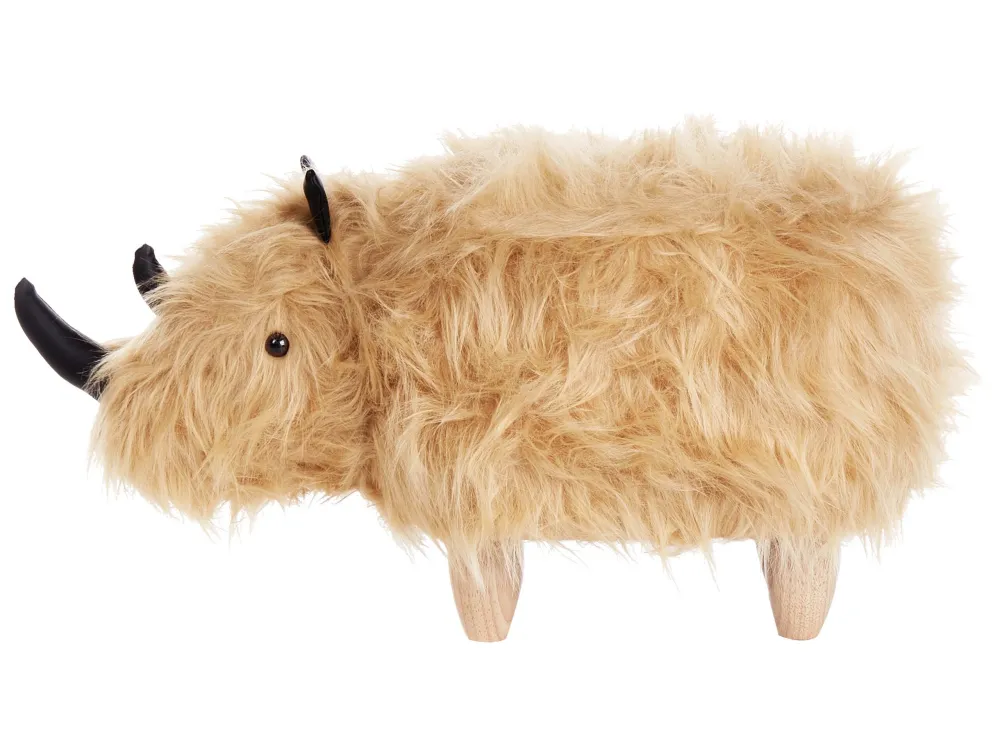 Pouf animaletto colore beige motivo rinoceronte WOOLLY