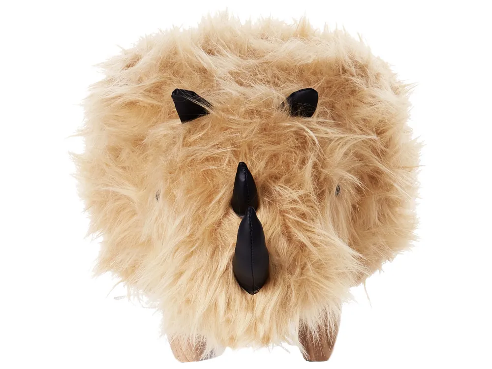 Pouf animaletto colore beige motivo rinoceronte WOOLLY