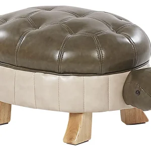 Pouf animaletto ecopelle verde scuro motivo tartaruga TURTLE