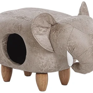 Pouf animaletto similpelle grigio motivo elefante JUMBO