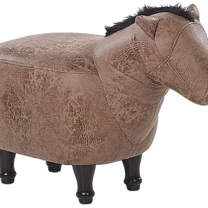 Pouf animaletto similpelle marrone HORSE