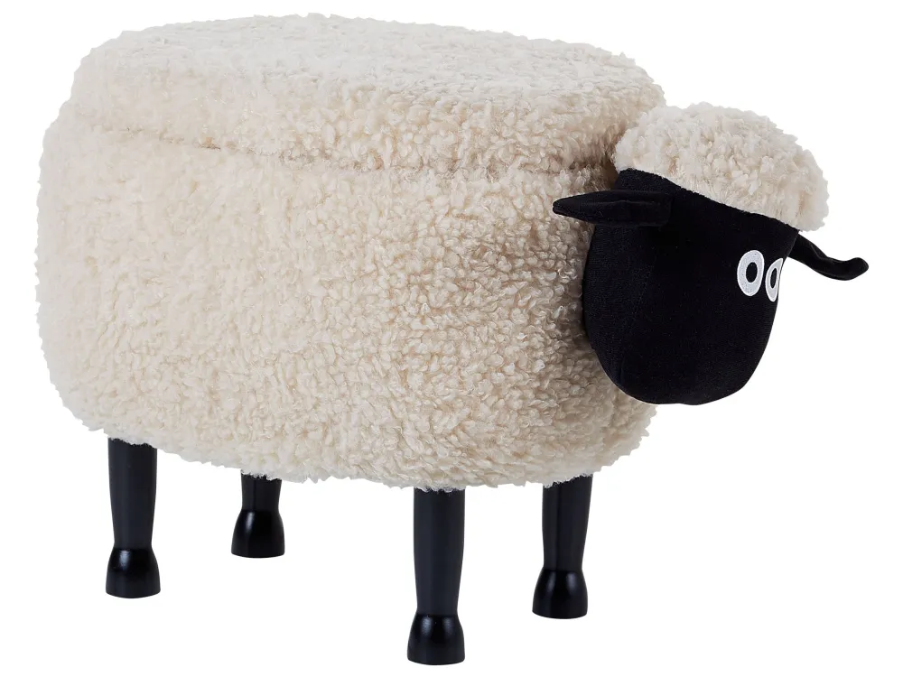 Pouf animaletto tessuto bianco crema SHEEP