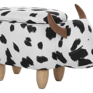 Pouf animaletto tessuto bianco e nero motivo mucca COW