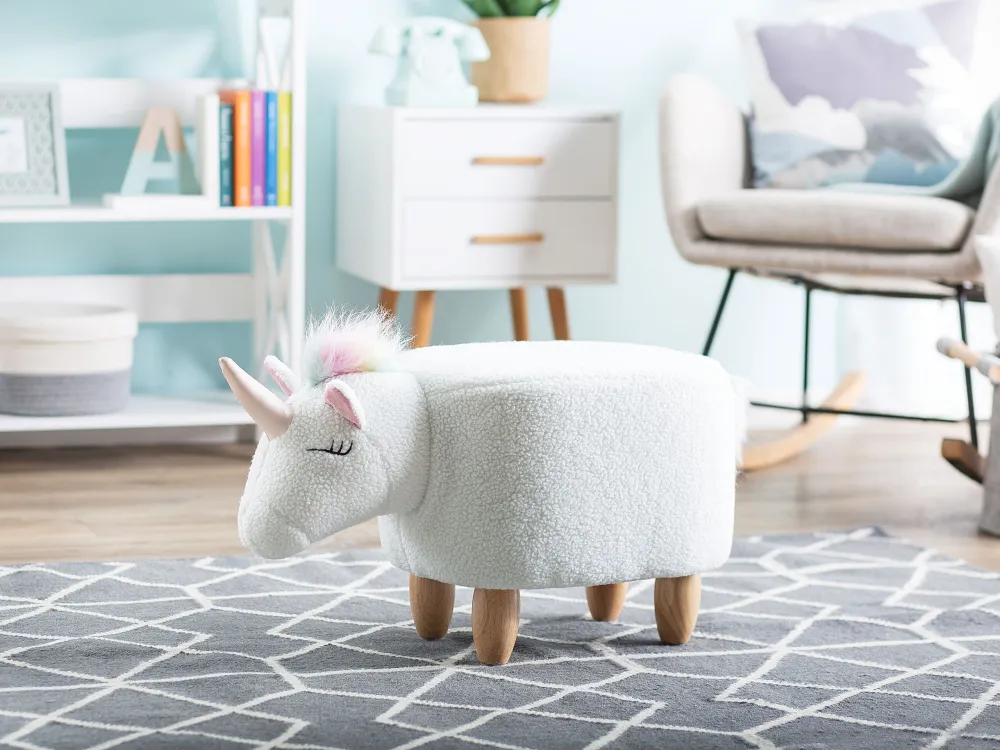 Pouf animaletto tessuto bianco UNICORN