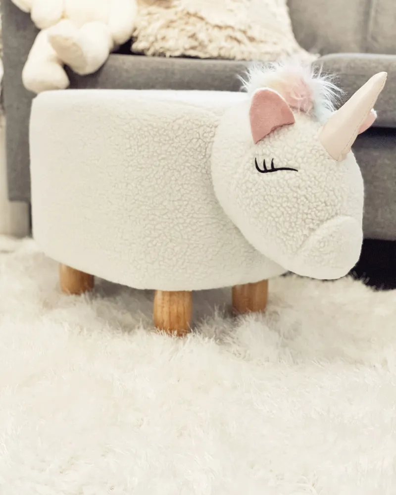 Pouf animaletto tessuto bianco UNICORN