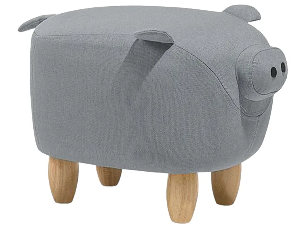 Pouf animaletto tessuto grigio chiaro animaletto PIGGY