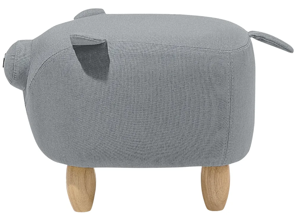 Pouf animaletto tessuto grigio chiaro animaletto PIGGY
