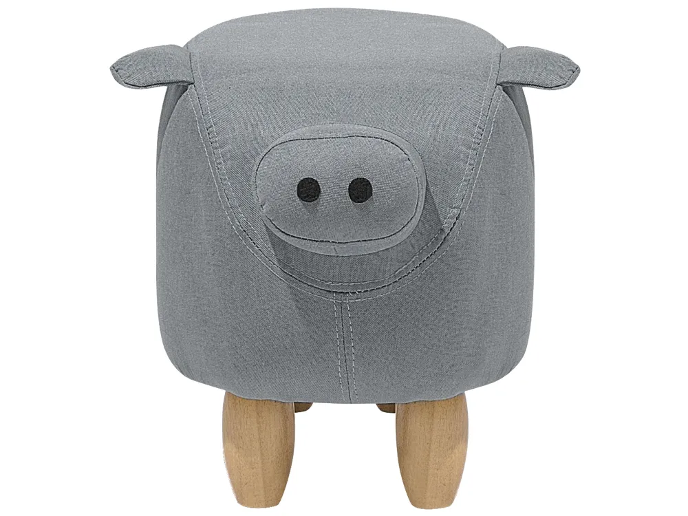 Pouf animaletto tessuto grigio chiaro animaletto PIGGY