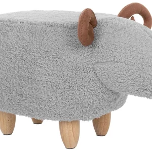 Pouf animaletto tessuto grigio motivo agnello LAMB