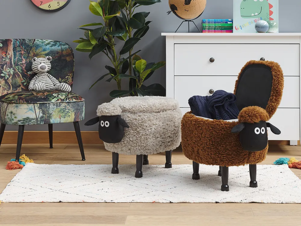 Pouf animaletto tessuto grigio SHEEP