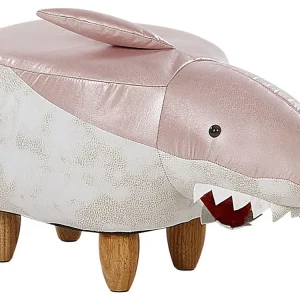 Pouf animaletto tessuto rosa e bianco SHARK