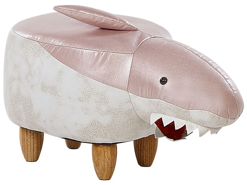 Pouf animaletto tessuto rosa e bianco SHARK
