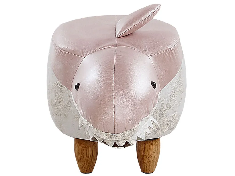 Pouf animaletto tessuto rosa e bianco SHARK