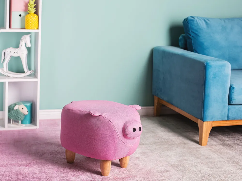 Pouf animaletto tessuto rosa maialino PIGGY