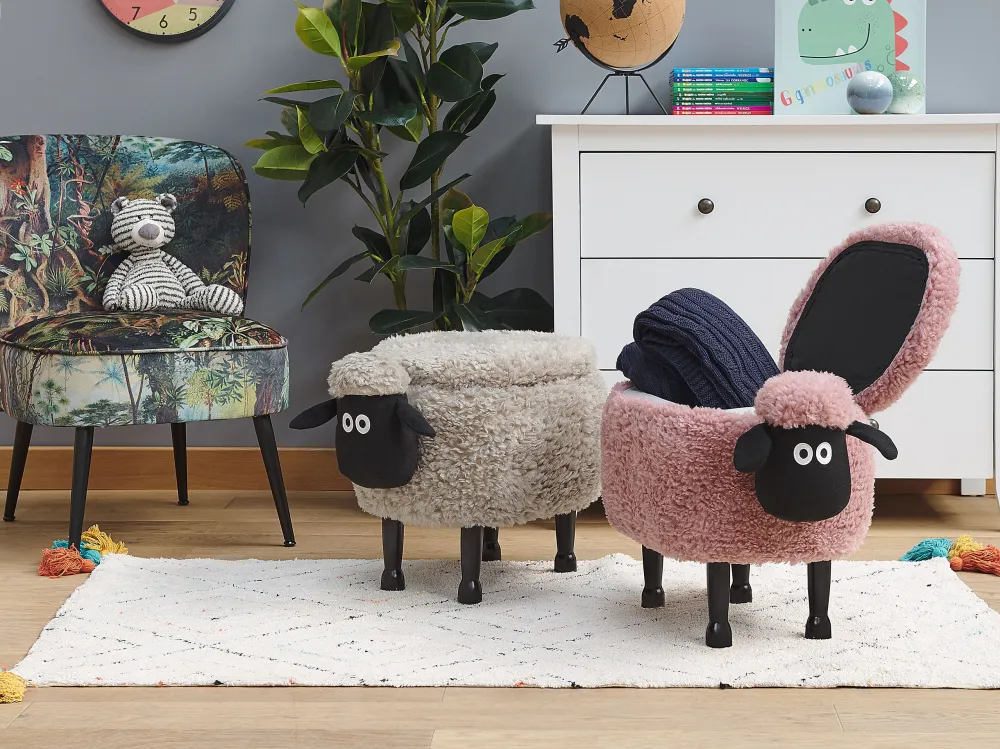 Pouf animaletto tessuto rosa SHEEP