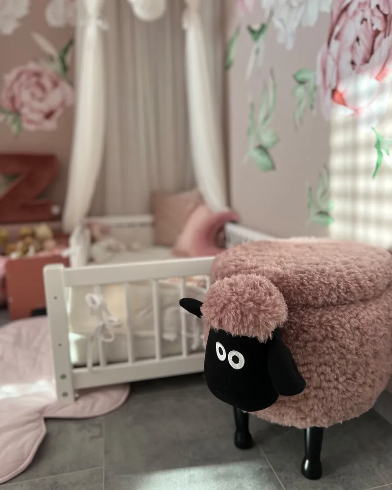 Pouf animaletto tessuto rosa SHEEP