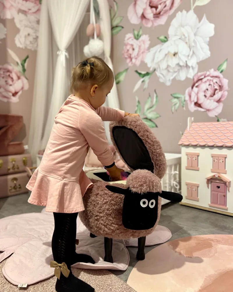 Pouf animaletto tessuto rosa SHEEP