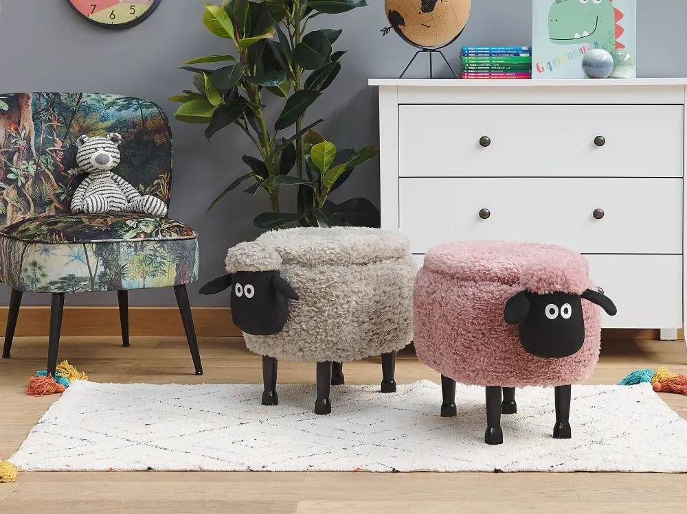 Pouf animaletto tessuto rosa SHEEP
