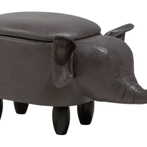 Pouf animaletto tessuto similpelle grigio scuro motivo elefante ELEPHANT