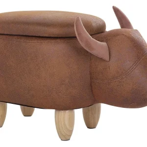 Pouf animaletto tessuto similpelle marrone motivo mucca COW