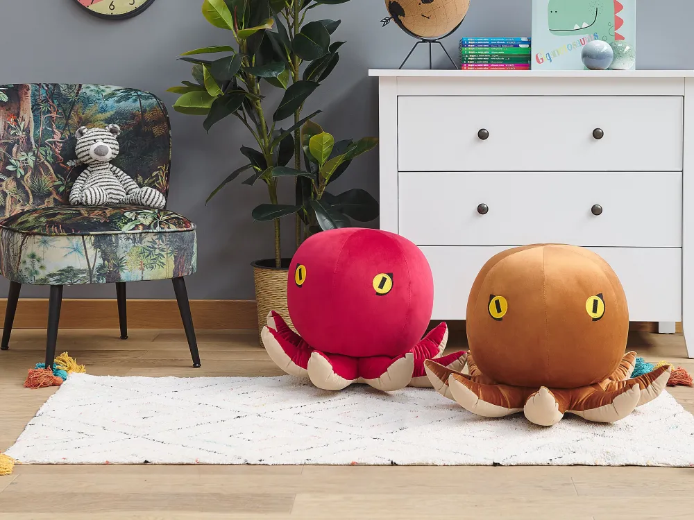Pouf animaletto velluto marrone OCTOPUS