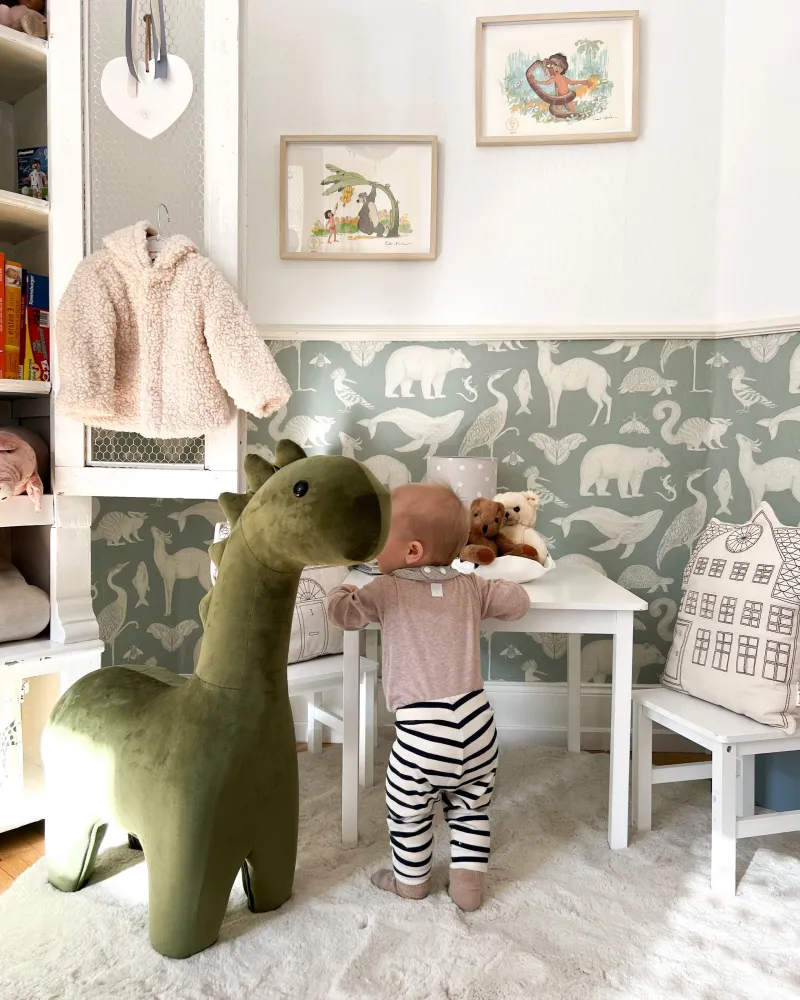 Pouf animaletto velluto verde BRONTOSAUR