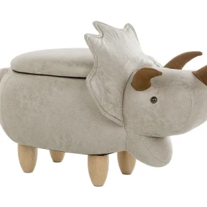 Pouf contenitore tessuto grigio chiaro TRICERATOPS