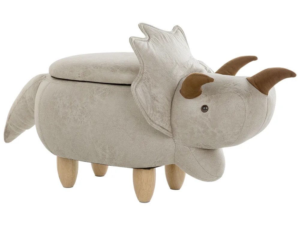 Pouf contenitore tessuto grigio chiaro TRICERATOPS