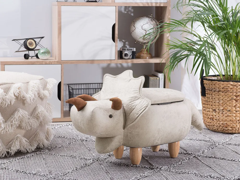 Pouf contenitore tessuto grigio chiaro TRICERATOPS