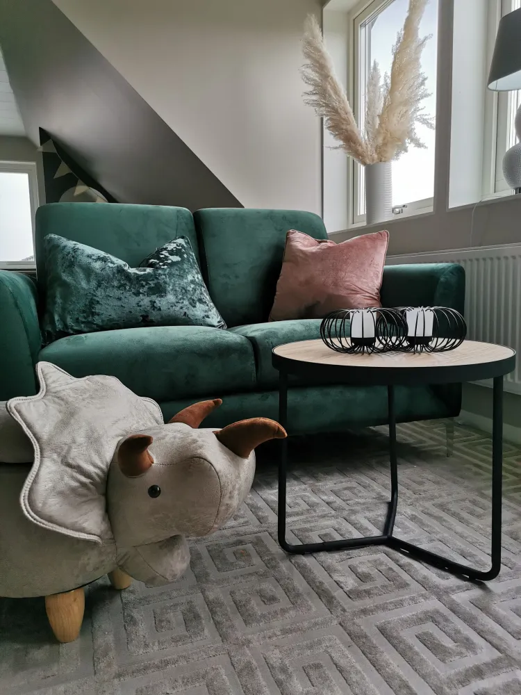 Pouf contenitore tessuto grigio chiaro TRICERATOPS