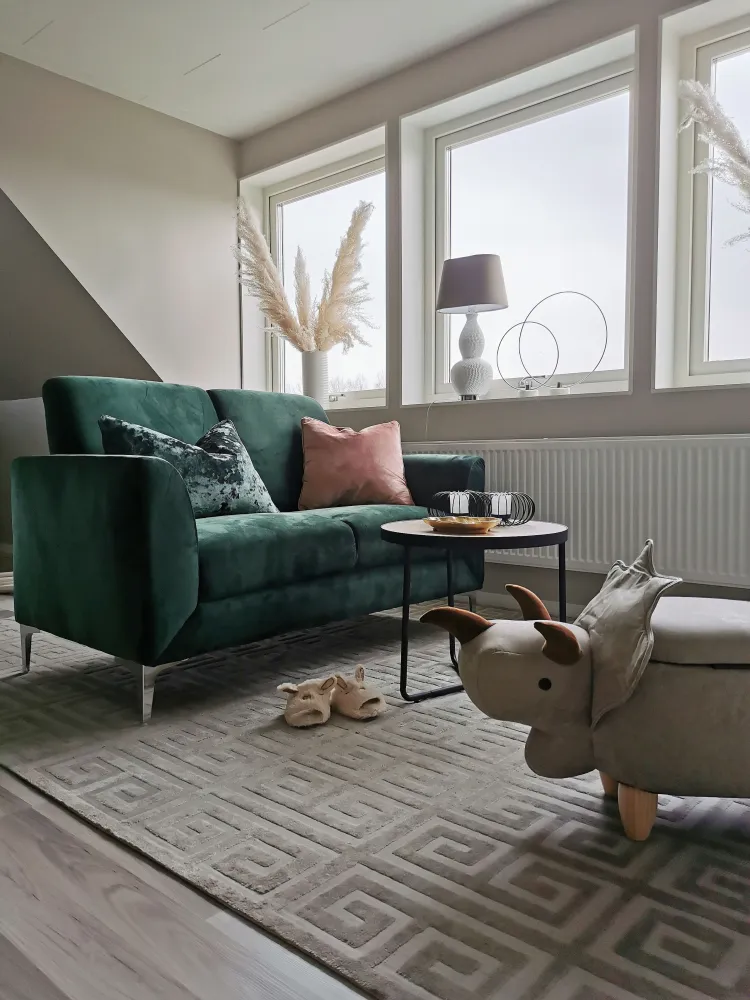 Pouf contenitore tessuto grigio chiaro TRICERATOPS