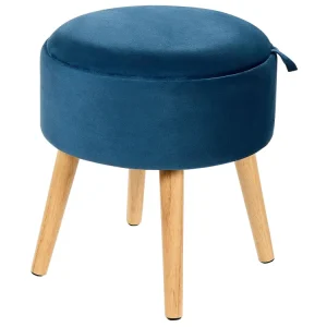 Pouf contenitore velluto blu NEELY