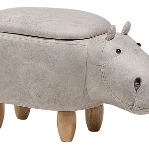 Pouf tessuto similpelle grigio chiaro HIPPO
