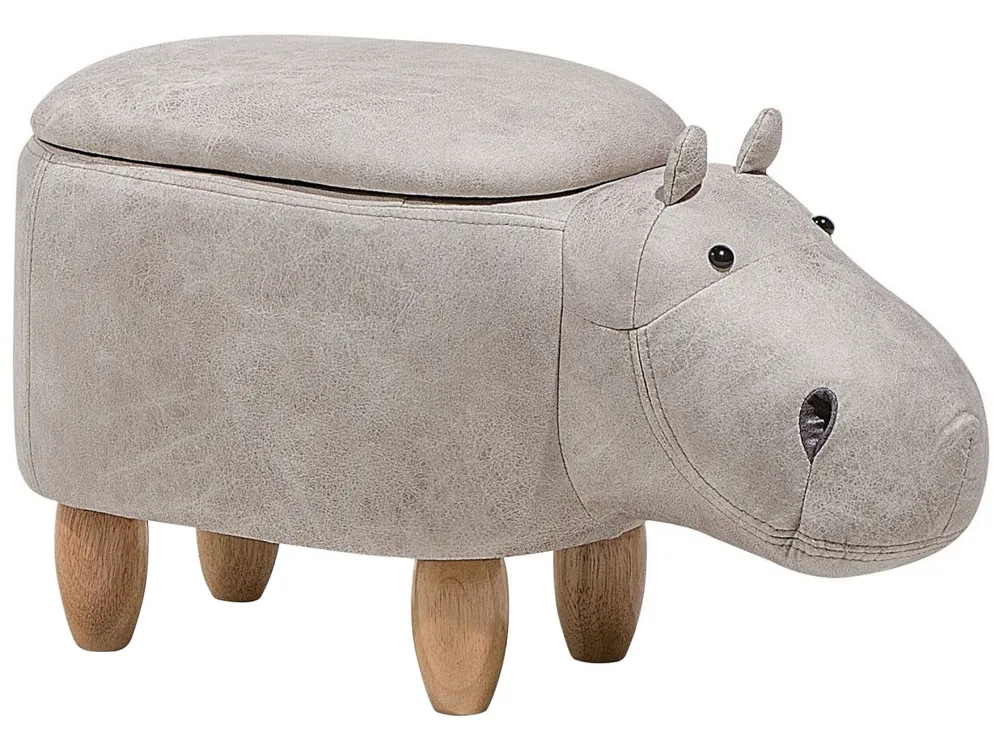 Pouf tessuto similpelle grigio chiaro HIPPO