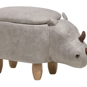 Pouf tessuto similpelle grigio chiaro RHINO