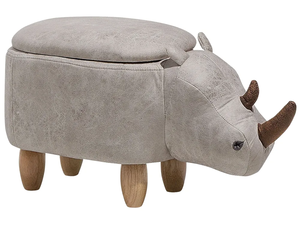 Pouf tessuto similpelle grigio chiaro RHINO