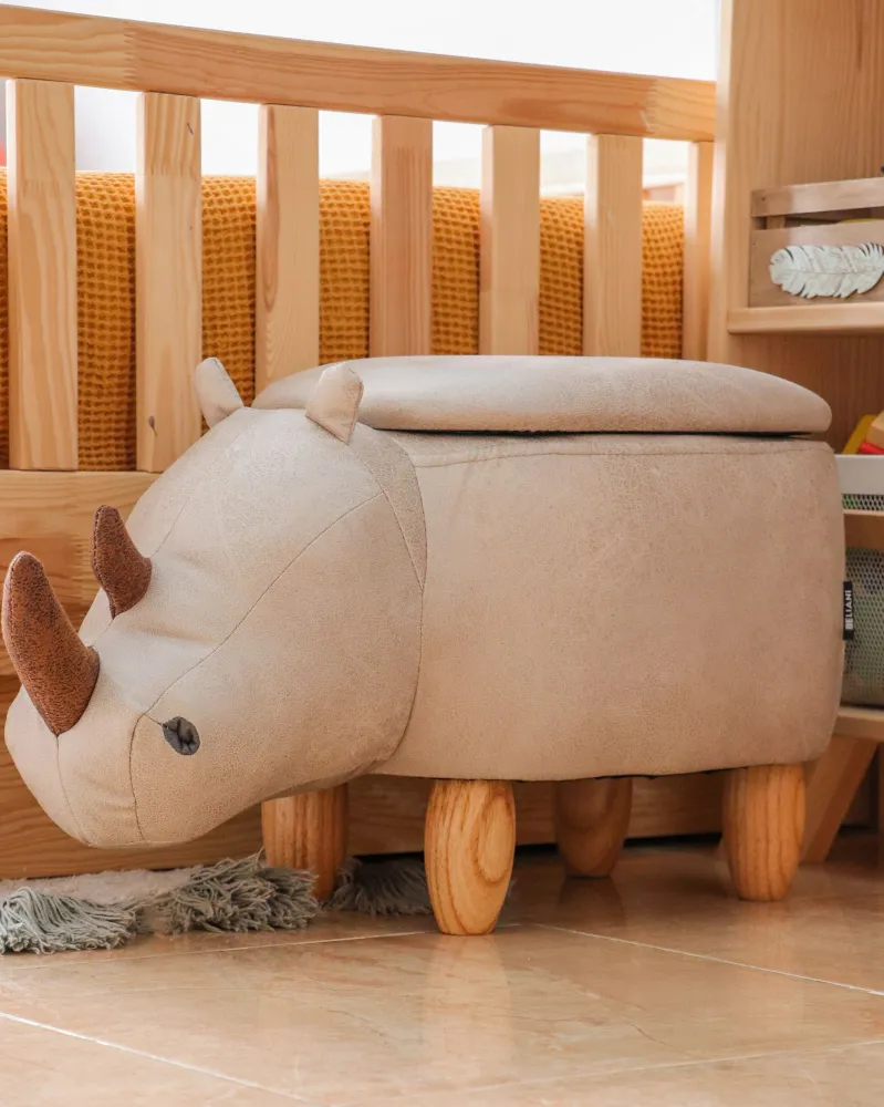 Pouf tessuto similpelle grigio chiaro RHINO