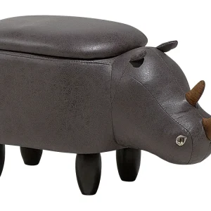 Pouf tessuto similpelle grigio scuro RHINO