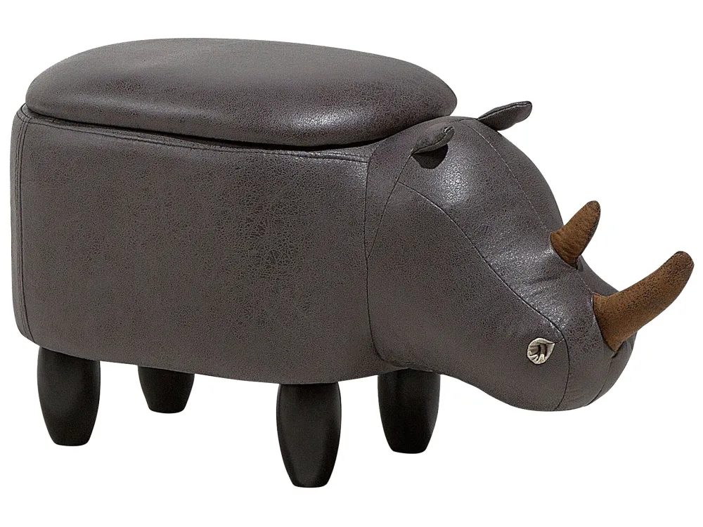 Pouf tessuto similpelle grigio scuro RHINO