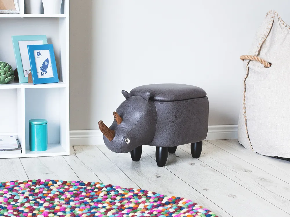 Pouf tessuto similpelle grigio scuro RHINO