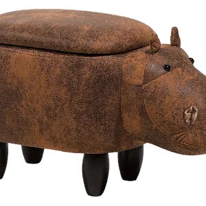 Pouf tessuto similpelle marrone chiaro HIPPO