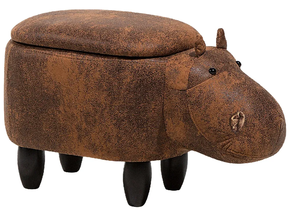 Pouf tessuto similpelle marrone chiaro HIPPO