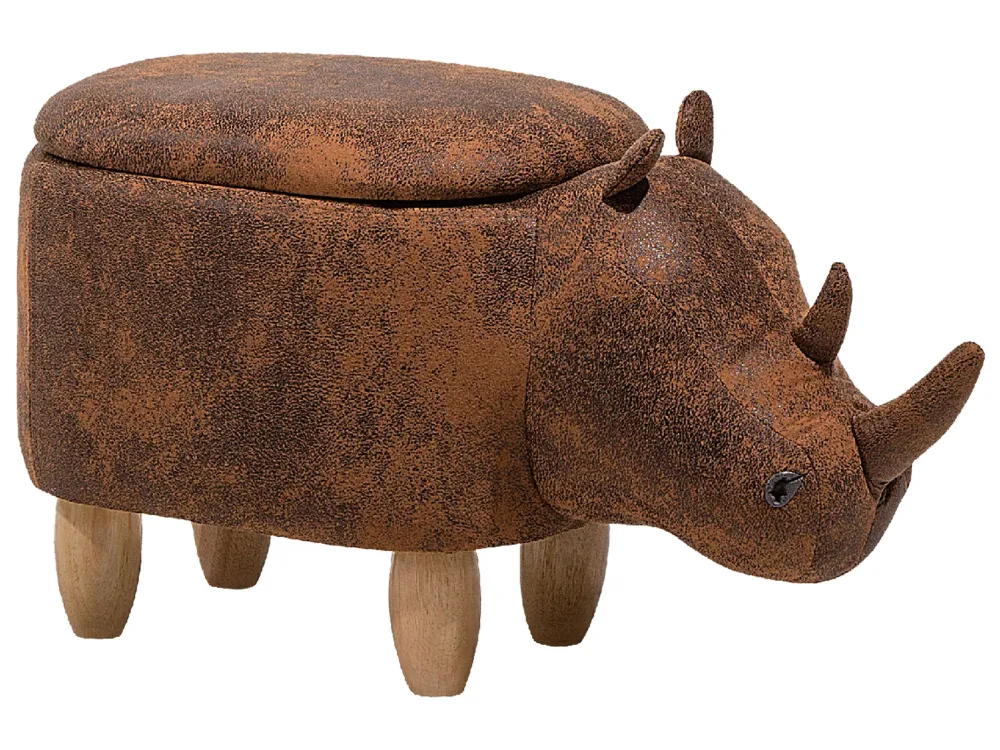 Pouf tessuto similpelle marrone chiaro RHINO