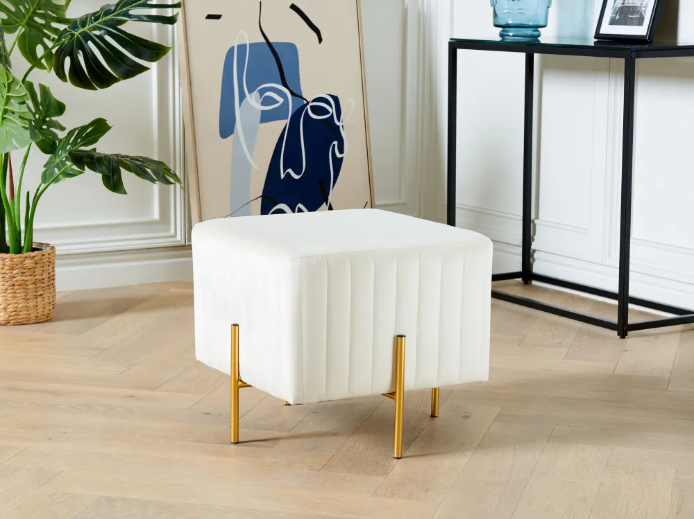 Pouf velluto crema 45 x 45 cm DAYTON