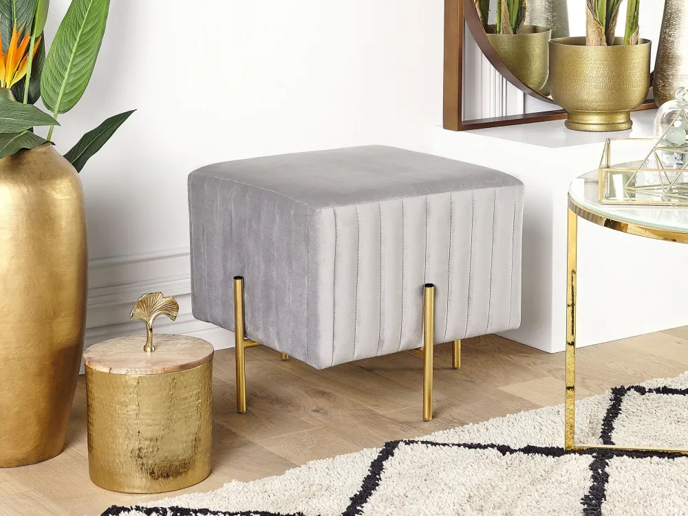 Pouf velluto grigio chiaro 45 x 45 cm DAYTON