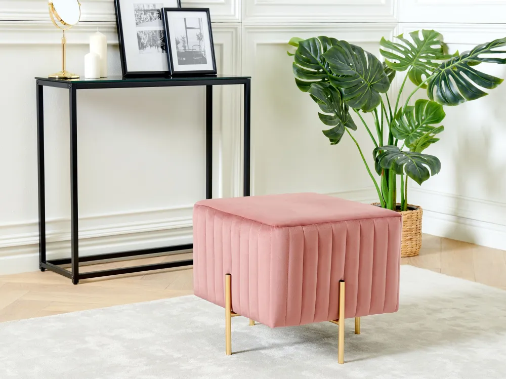 Pouf velluto rosa 45 x 45 cm DAYTON